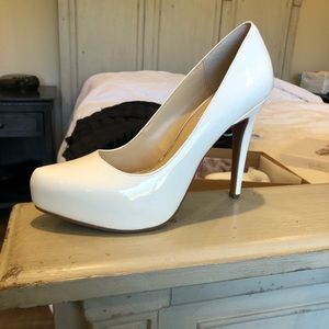 White platform heels